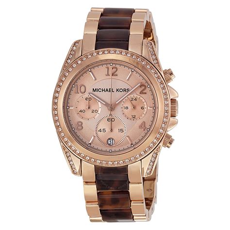 michael kors ladies watch with pearl face|rose gold tone watch.